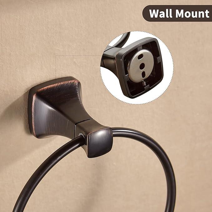 KOCUUY Oil Rubbed Bronze Towel Ring, Bathroom Bronze Towel Holder, Bath Hand Towel Holder Wall Mounted Antique Farmhouse Rustic ORB - ModernBath