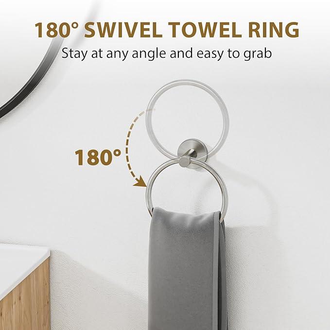 24 Inch Bathroom Hardware Set, Brushed Nickel Bathroom Accessories, Modern Towel Bar Set Wall Mounted, Durable SUS304 Stainless Steel, 4-Piece - ModernBath