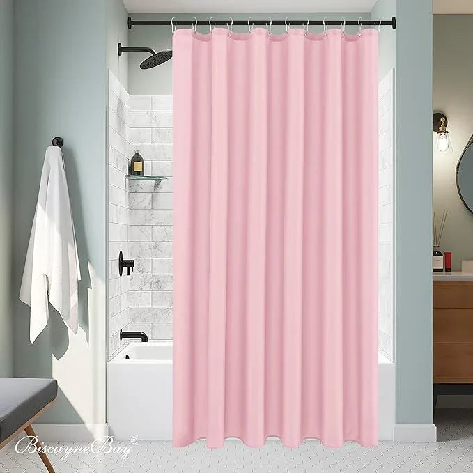 Biscaynebay Hotel Quality Fabric Shower Curtain Liners 72 Inch by 72 Inch, Pink Water Resistant Bathroom Curtains, Rust Resistant Grommets & Weighted Bottom Machine Washable - ModernBath
