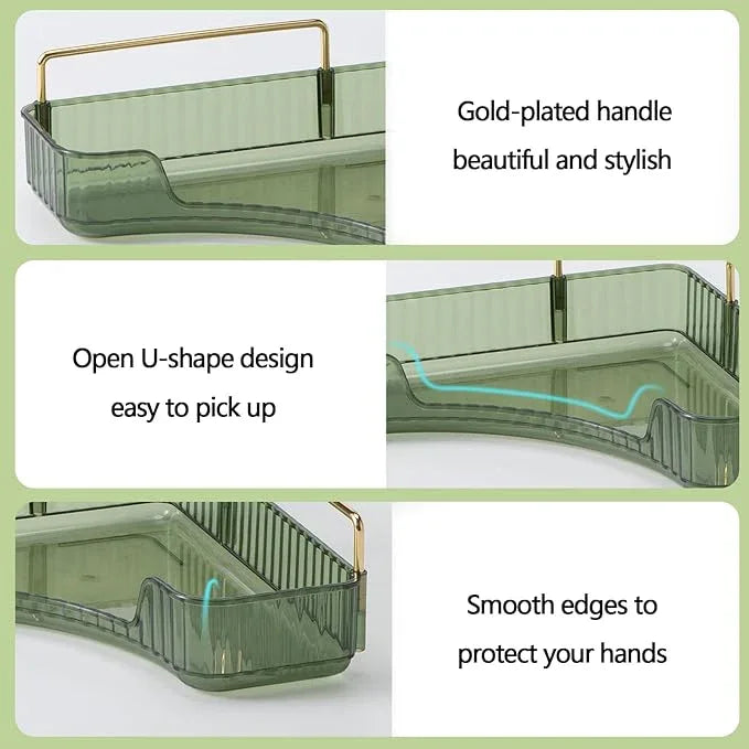 shuang qing 2-Tier Corner Bathroom Counter Organizer – Storage Shelf for Makeup, Perfume & Skincare, Space-Saving Countertop Tray Fits Bathroom, Dresser, Kitchen (Green) - ModernBath