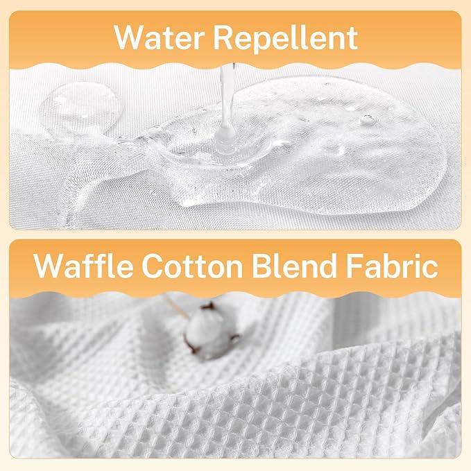 River Dream White Fabric Shower Curtain Set, Cotton Blend, Waffle Weave, with Snap in Replacement Liner，54 x 80 inches - ModernBath