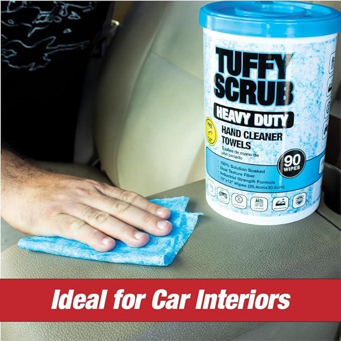 LAUCO Tuffy Scrub Cleaning Wipes – 90 Count (10" x 12") – Heavy Duty & Multi-Purpose Hand and Surface Towels for Industrial, Shop, Auto & Home Use (2 Pack, Heavy-Duty) - ModernBath