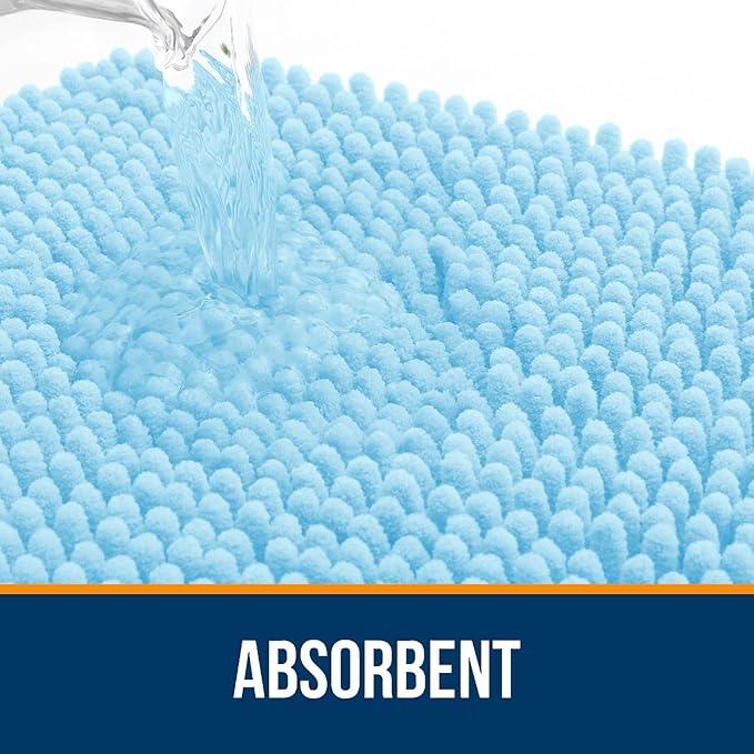 OLANLY Bathroom Rugs 36x24, Extra Soft Absorbent Chenille Bath Rugs, Rubber Backing Quick Dry, Machine Washable Bath Mats for Bathroom Floor, Tub and Shower, Home Decor Accessories, Sky Blue - ModernBath