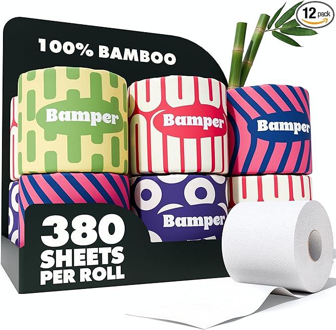 Bamboo Toilet Paper, 3-Ply & 380 Sheets, Soft & Strong Organic Bath Tissue, Chemical-Free & Hypoallergenic, Septic Safe, PFAS-Free, Tree-Free Bathroom Tissue (12 Extra-Large Rolls) - ModernBath
