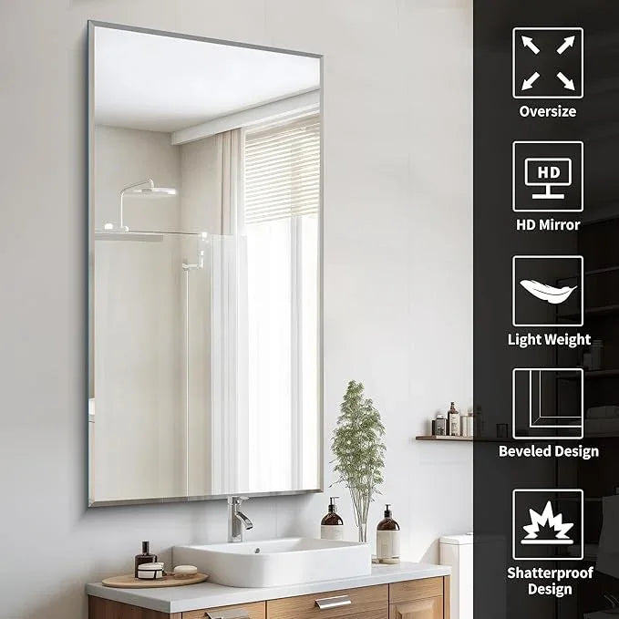 CILIBER Beveled Bathroom Mirror, 30x60 Large Frameless Mirrors for Over Sink, Upgraded Shatterproof Beveled Frameless Vanity Mirror for Bathroom,Bedroom,Living Room and Entryway - ModernBath