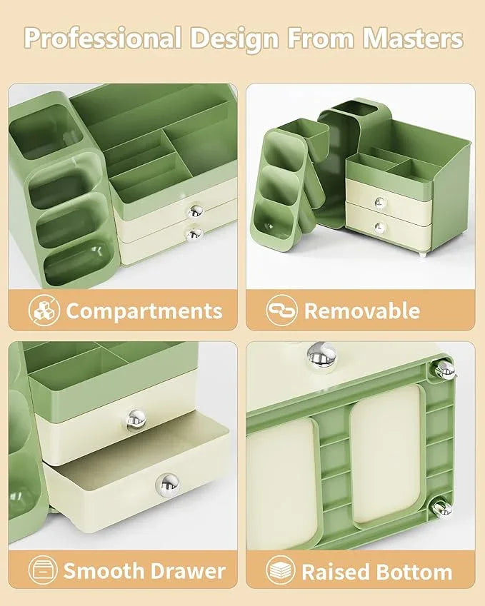 Anylady Makeup Organizer with Drawers, Skincare Organizer (Large Size Thick), Storage Box Cosmetic Display Cases, Make up Organizers for Vanity, Dresser, Desk, Kitchen, Countertop (green) - ModernBath