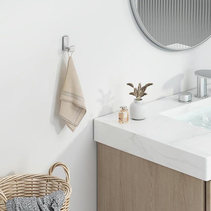 Angle Simple Towel Hook for Bathroom, SUS 304 Stainless Steel Shower Robe Coat Hook for Wall, Brushed Nickel - ModernBath