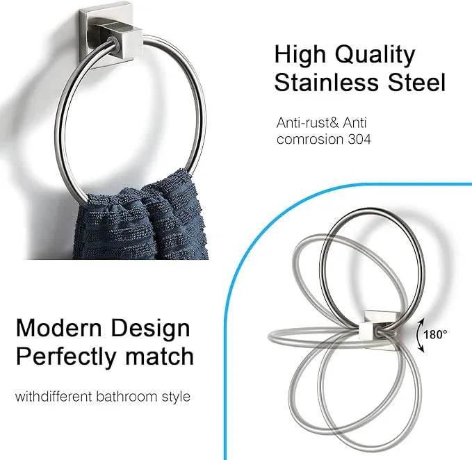 BVL Towel Ring Brushed Nickel, Hand Towel Holder Ring Hanger for Bathroom Kitchen ,Metal Round Towel Holder Wall Mounted Towel Rack,2 Pack 206322 - ModernBath