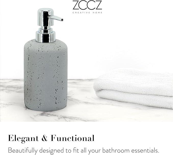 ZCCZ -Beige Bathroom Accessories Set 4 Pcs - Toothbrush Holder, Soap Dispenser, Vanity Tray, Bathroom Tumbler - Countertop Vanity Organizer - Bathroom Accessory Set- Toothbrush Holder Set, Stone Sets - ModernBath