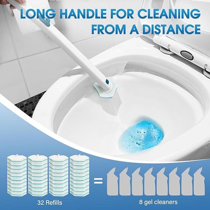 BALORIZ Disposable Toilet Brush Refills 32 Count Toilet Refills, Disposable Toilet Bowl Brush Refill Pads for Bathroom and Toilet Cleaning (Not Compatible with Other Brand Toilet Handle) - ModernBath