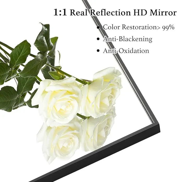 LEDLUX 24x32 Inch Black Bathroom Mirror, Copper-Free Aluminum Alloy Frame Vanity Mirror, Rectangle Wall Mounted Modern Mirror for Bedroom/Living Room/Porch Horizontal or Vertical - ModernBath