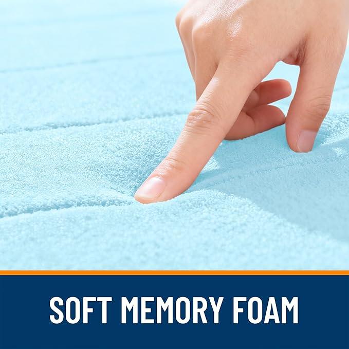 OLANLY Memory Foam Long Bathroom Rugs Runner 47x24, Super Soft Absorbent Bath Mat, Quick Dry, Machine Washable Shower Floor Rugs, Bathmat Carpet, Bathroom Home Decor Accessories, Sky Blue - ModernBath