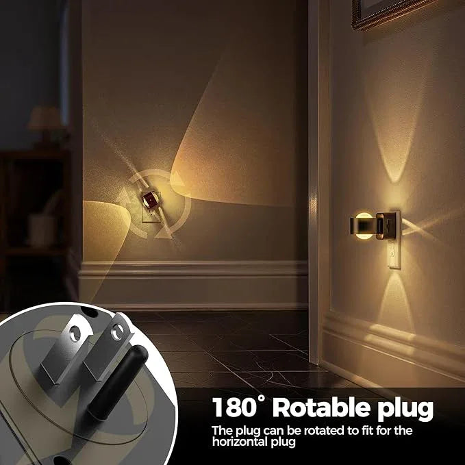 Briignite Night Light Projector, LED Night Lights Plug into Wall, 180° Rotating Night Light for Kids, Dusk to Dawn Sensor, 0-150LM Dimmable, Warm White Ambient Lighting for Bathroom, Gifts, 2 Pack - ModernBath