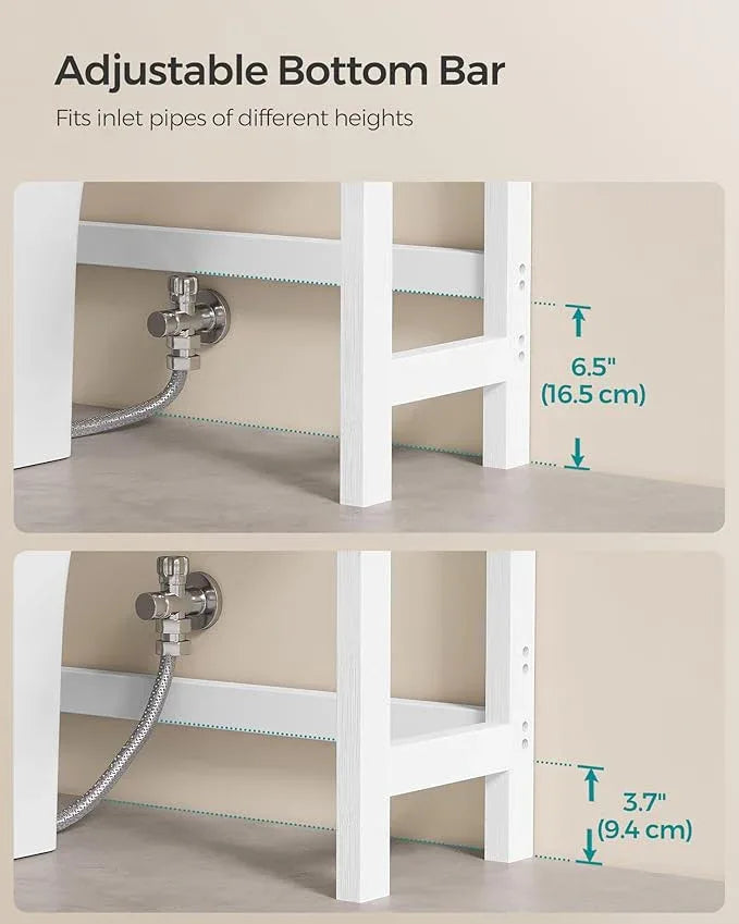 SONGMICS Over The Toilet Storage, 3-Tier Over Toilet Bathroom Organizer with Adjustable Shelf, 10.2 x 24.8 x 66.9 Inches, Space-Saving, Cloud White UBTS01WT - ModernBath