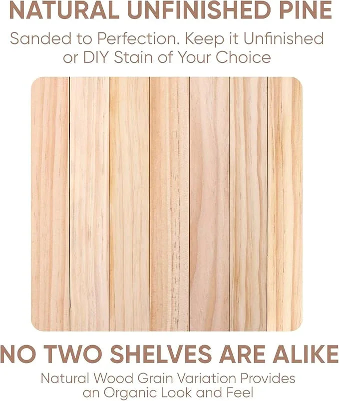 Homeforia Wood 48 inch Floating Shelf, High End Solid Natural Wood 48inch Floating Shelves for Wall Mounted, Unfinished Wooden Large Floating Shelves, Heavy Duty Bracket, 48 X 6.5 X 1.75 in, Set of 2 - ModernBath