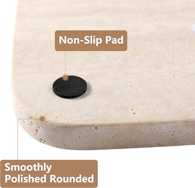 Marble Vanity Tray for Dresser Organizer, Travertine Bathroom Tray Countertop, Beige Decorative Serving Trays, Kitchen Sink Storage, Jewelry & Perfume Holder(Travertino Romano) - ModernBath