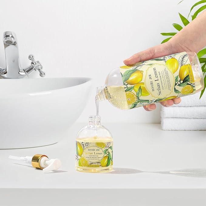 ROMIIE ZOI Liquid Hand Soap Refills, Lemon, Gentle & Moisturizing Formula, 750 ML/ 26 FL OZ - ModernBath