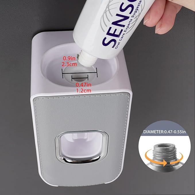 2 Slot Plastic Toothbrush Holder and Toothpaste Dispenser Wall Mounted, Automatic Toothpaste Squeezer, 2 in 1 Tooth Brush Toothpaste Organizer for Shower (Grey) - ModernBath