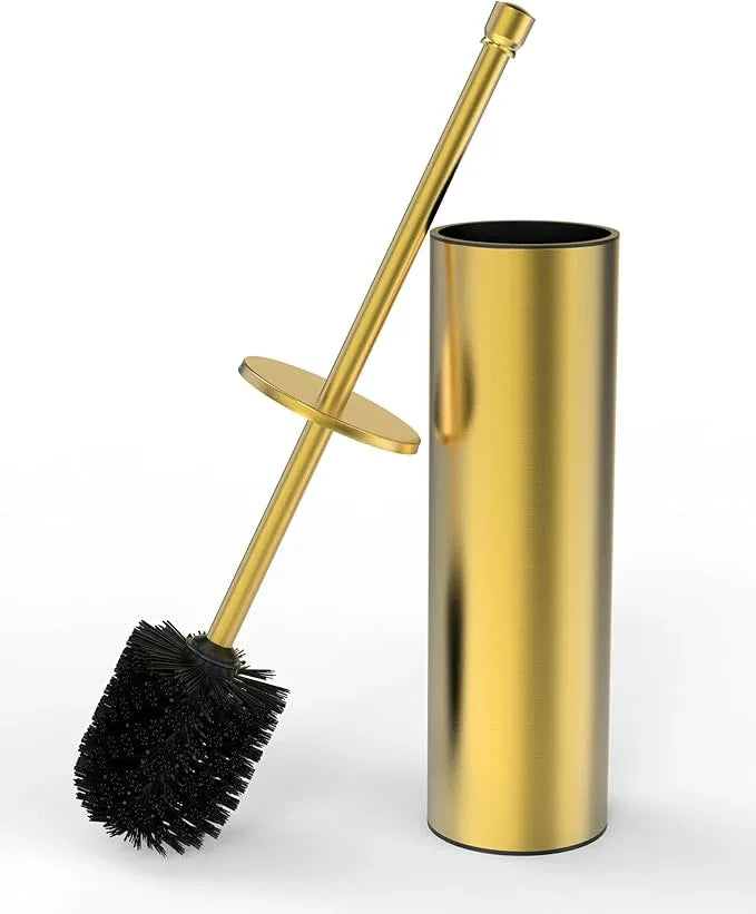 WZKALY Toilet Brush and Holder Set, Toilet Bowl Brush for Bathroom with Long Handle, Stainless Steel Toilet Cleaner Brush with Durable Scrubbing Bristles,Splash-Prooft (Brushed Gold) - ModernBath