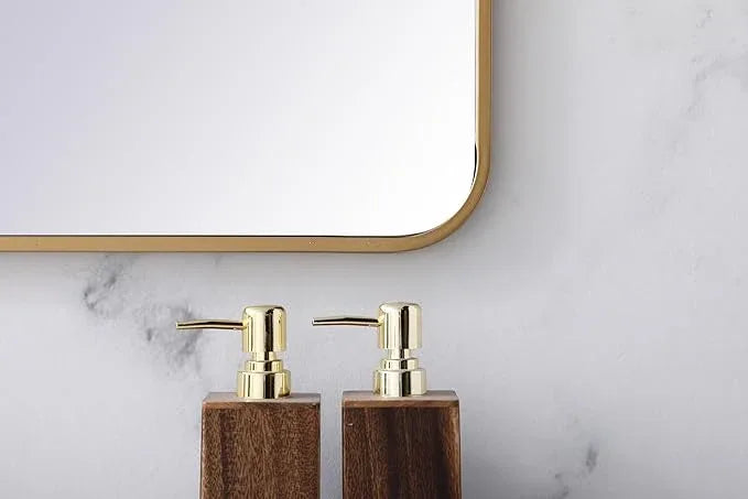 ARS Concepts Aura, Soft Corner Metal Rectangular Mirror 36X36 Inch in, Modern, Brass - ModernBath
