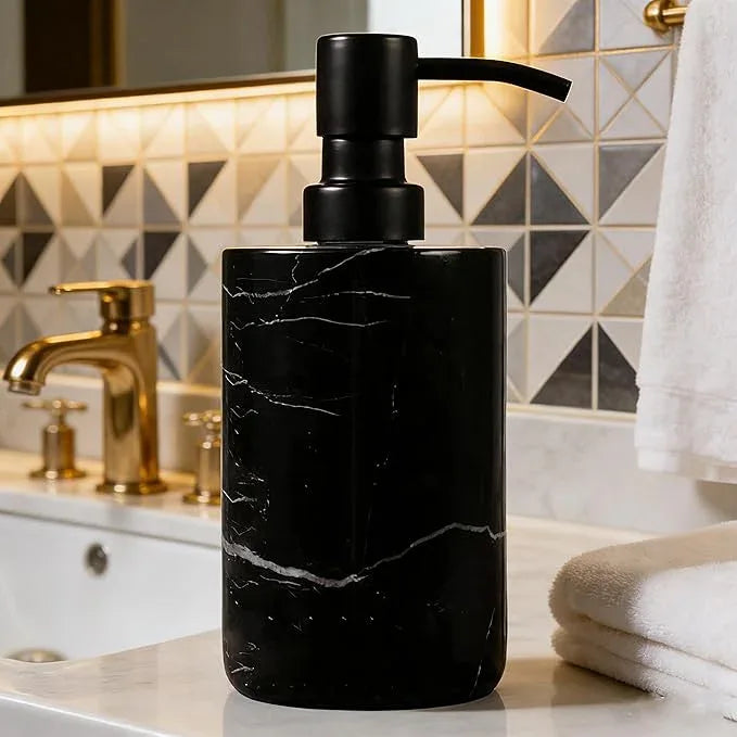 Elegant Black Marble Bath Essentials - Elevate Your Bathroom with Luxurious, Timeless Design,Marble Bath Accessories, Craftsmanship (Soap Pump) - ModernBath
