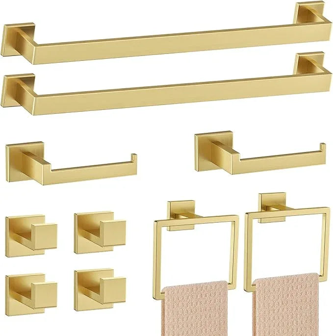 10-Piece Brushed Gold Bathroom Hardware Set Gold Towel Bar Set,Towel Holder/Rack for Bathroom,Stainless Steel Wall-Mounted 23.6 Inch Bathroom Accessories Set - ModernBath