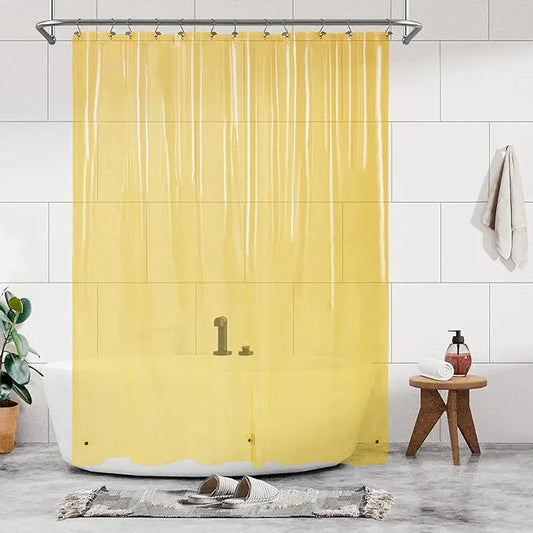 Barossa Design Clear Yellow Shower Curtain Liner - Premium PEVA Shower Liner with 3 Magnets & Metal Grommets, Waterproof Lightweight Standard Size Curtains for Bathroom - Translucent Yellow - ModernBath