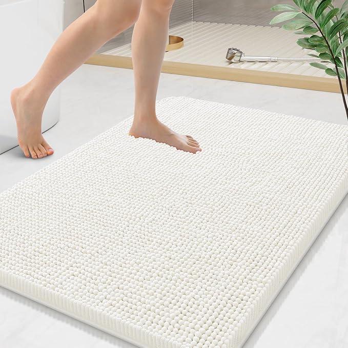 Arotive Bathroom Rugs 36x24, Extra Soft Absorbent Shaggy Chenille Bath Rugs, Machine Washable Rubber Backing Non-Slip Bath Mats for Bathroom Floor Tub and Shower, Home Decor Accessories, Ivory - ModernBath