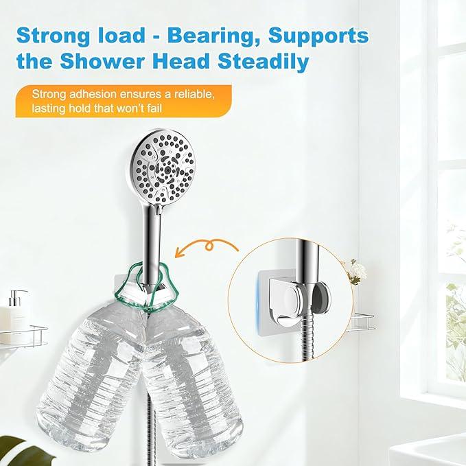 Hibbent 2 Pack Shower Head Holder - Strong Adhesive, Waterproof, Height Adjustable, Wall Mount, No Drilling, Chrome Finish - ModernBath