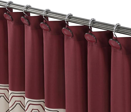 BESTRIPES Shower Curtain Hooks Rings, Decorative Rust Proof Stainless Steel Glide Rollers Shower Hooks Rings for Bathroom Shower Rods Curtains, Set of 12, Red
