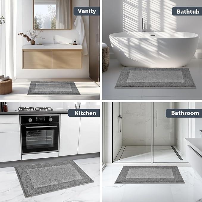 anllugs Bathroom Rugs U-Shaped 20" x 24", Non-Slip Extra Soft Absorbent Bath Rugs, Machine Washable Quick Dry Bath Mats for Toilet Base, Grey & Dark Grey - ModernBath