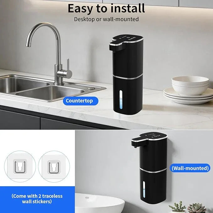 Automatic Foaming Soap Dispenser, Touchless Hand Soap Dispenser, USB Rechargeable, 4 Adjustable Levels, 14.2 oz (420 ml) Large Capacity, for Bathroom, Kitchen & School (Black, Foaming) - ModernBath