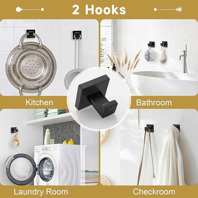 5 Pieces Bathroom Hardware Accessories Set Matte Black Towel Bar Set Towel Holder Racks Set for Bathroom,SUS304 Stainless Steel,Wall Mounted 23.6-Inch - ModernBath