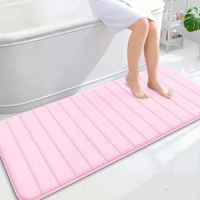OLANLY Memory Foam Long Bathroom Rugs Runner 59x24, Super Soft Absorbent Bath Mat, Quick Dry, Machine Washable Shower Floor Rugs, Bathmat Carpet, Bathroom Home Decor Accessories, Pink - ModernBath