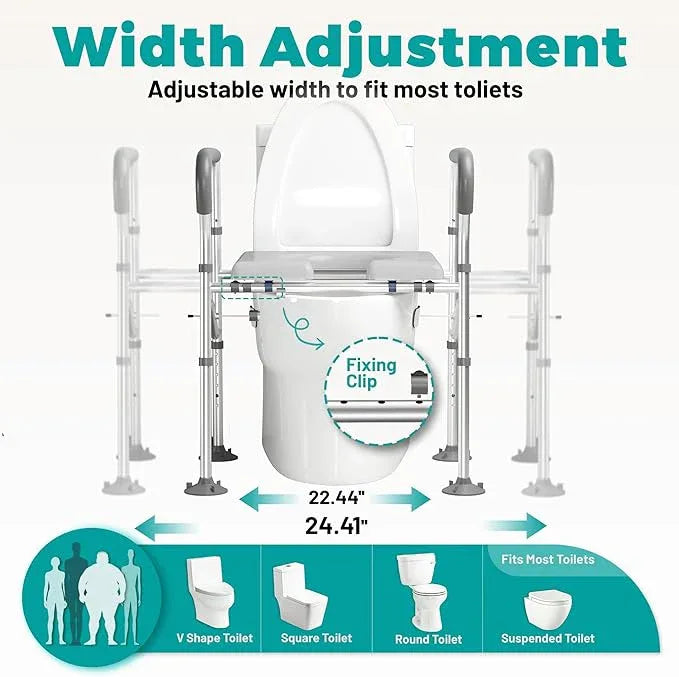 Raised Toilet Seat Riser with Handles for Seniors,Adjustable Elevated Height & Width,500lb Handicap Toilet Seat with Locking Clamps for Elderly,Pregnant,Fit Any Toilet - ModernBath