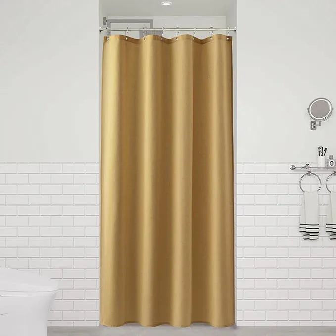 Naturoom 36 Inch Gold Linen Shower Curtain - Stall Narrow Half Ultra Thick Fabric Shower Curtain Set with Hooks, Boho Farmhouse Rustic RV Camper Bath Curtains for Bathroom, 36x72 - ModernBath