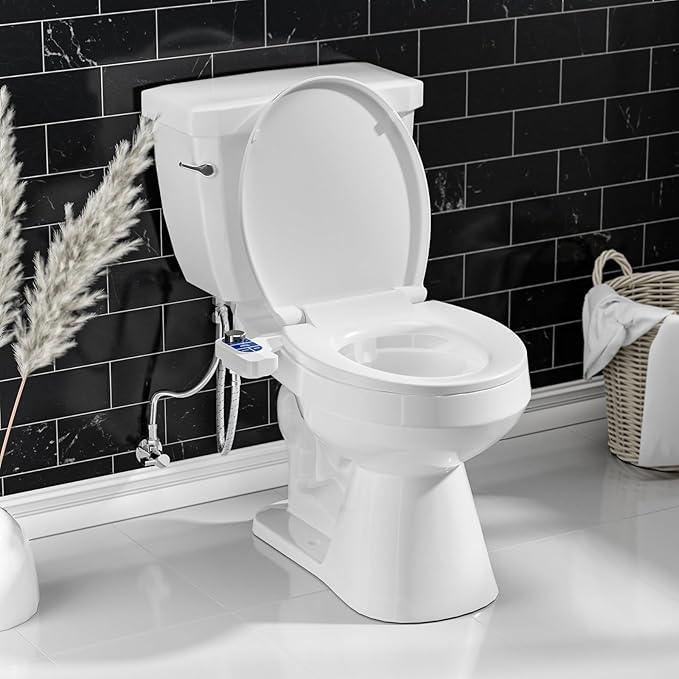 SAMODRA Non-Electric Bidet - Self Cleaning Dual Nozzle (Frontal and Rear Wash) Fresh Water Bidet Toilet Seat Attachment with Independent Adjustable Water Pressure (Ocean Blue) - ModernBath