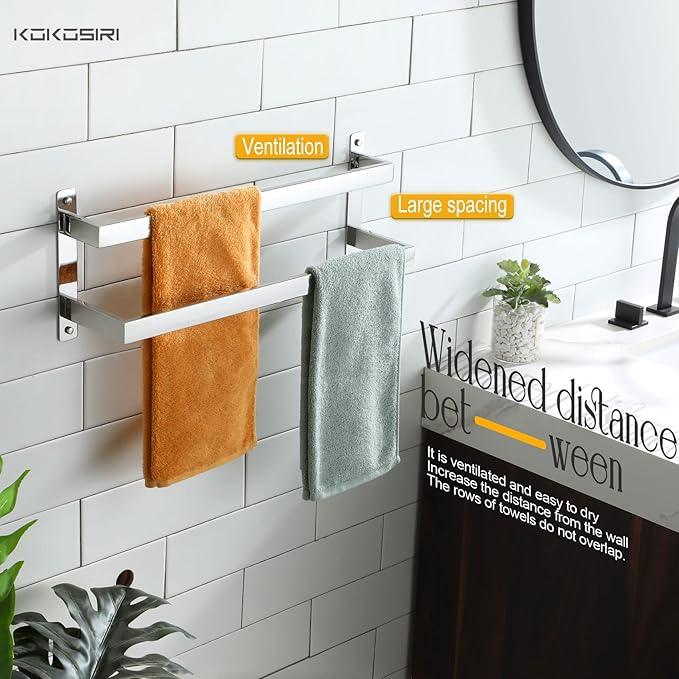 KOKOSIRI Towel Bars Bath Towel Holders 20-Inch Chrome Bathroom 2-Tiers Ladder Towel Rails Wall Mounted Towels Shelves Rack Polished Stainless Steel, B5008CH-L20 - ModernBath