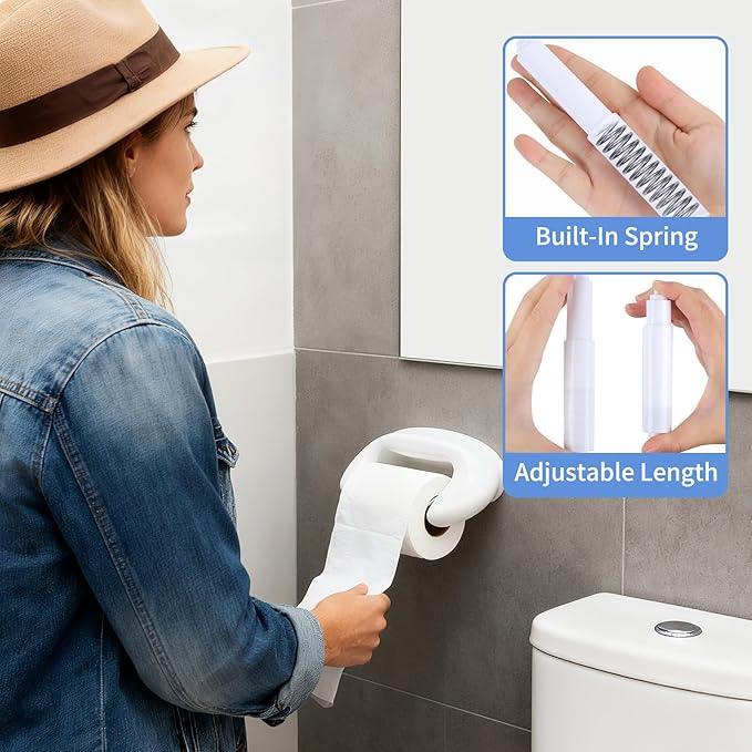 4 Pcs Toilet Paper Holder Spring Loaded,Plastic Toilet Tissue Roll Holder Insert, Tissue Holder for Bathroom,White Toilet Paper Holder Replacement Rod for Toilet or Bathroom Fixture - ModernBath