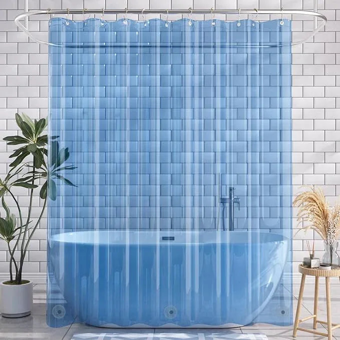 AmazerBath Shower Curtain Liner, 72x72 Transparent Blue Shower Liner, Lightweight Plastic Shower Curtain Liners, Cute Waterproof Shower Liner for Bathroom with 3 Magnets and 12 Grommet Holes - ModernBath