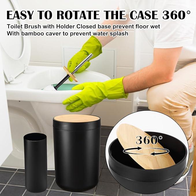 iMucci 9Pcs Black Bathroom Accessories Set with Trash Can Bathroom Set Black Bathroom Accessories Bathroom Decor - ModernBath
