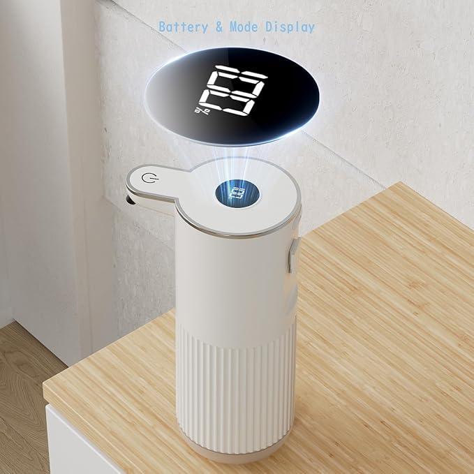 Automatic Soap Dispenser with LED (Battery% & Foam Level), 7000 Uses, 6 Foam Settings, Wall Mount/Countertop, USB-C Rechargeable, for Bathroom Kitchen, White - ModernBath