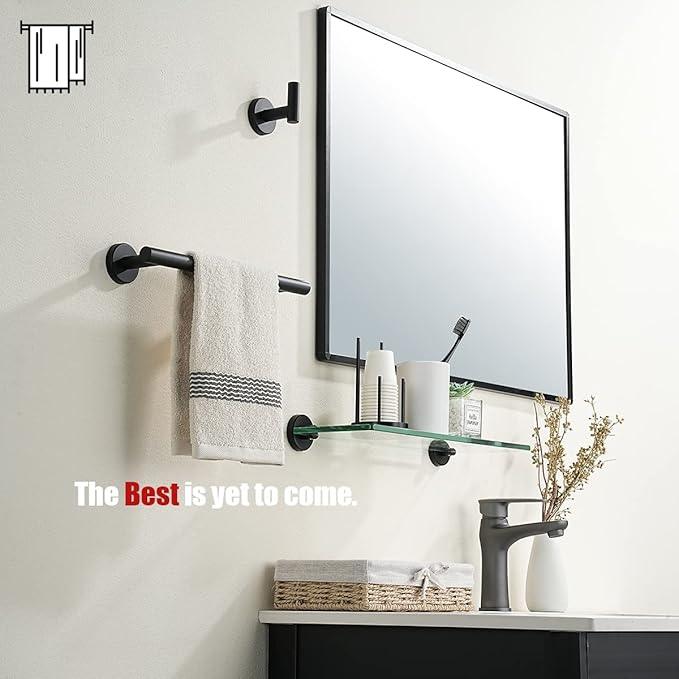 JQK Black Towel Bar, 12 Inch 304 Stainless Steel Thicken 0.8mm Hand Towel Rack, Bathroom Towel Holder Matte Black Wall Mount, Useable Length 9 Inch TB110L9-PB - ModernBath