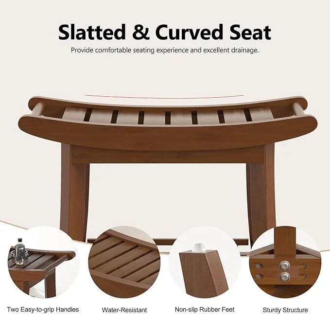 Eastglory Bamboo Shower Bench Chair Bathroom Shower Stool Seat for Inside Shower Bathtub with Storage Shelf Shower Foot Rest for Shaving Legs 25.2 x 13 x 19.2 Inches Chestnut Brown - ModernBath