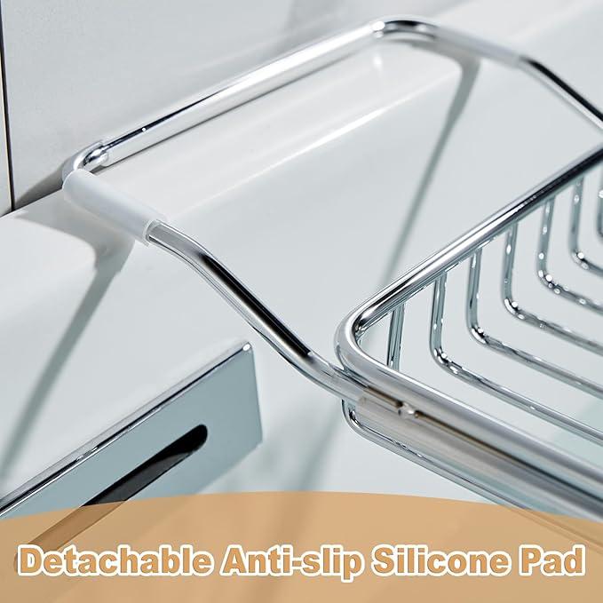 GIYDNEI Stainless Steel Bathtub Caddy Tray, Expandable Bath Tub Table, Adjustable Bathroom Tray, Bath Organizer Tub Shelf,Silver,26.8~35.4in - ModernBath