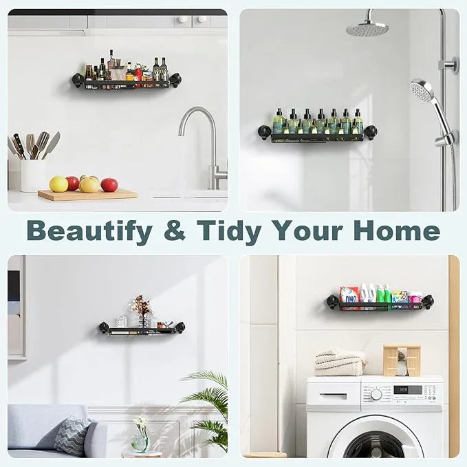 JOTPE Shower Caddy Suction Cup, Expandable Suction Shower Shelf with Large Capacity, Heavy Duty Shower Organizer Powerful Max Hold 22lbs, Removable Waterproof Metal Basket for Bathroom Kitchen Storage - ModernBath