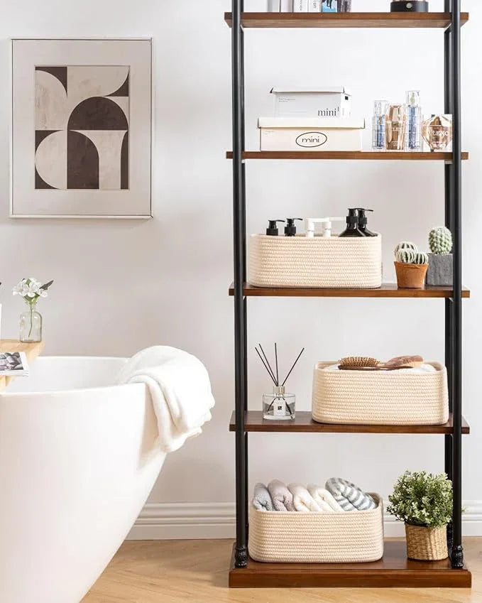 Small Woven Basket, 13.5 x 9.5 x 5 Inches, Storage Basket for Organizing, Cute Small Rope Shelf Closet Cube Storage Bins Baskets for Shelves, Dog Toy Gift Baskets Empty, 3 Packs, Beige - ModernBath
