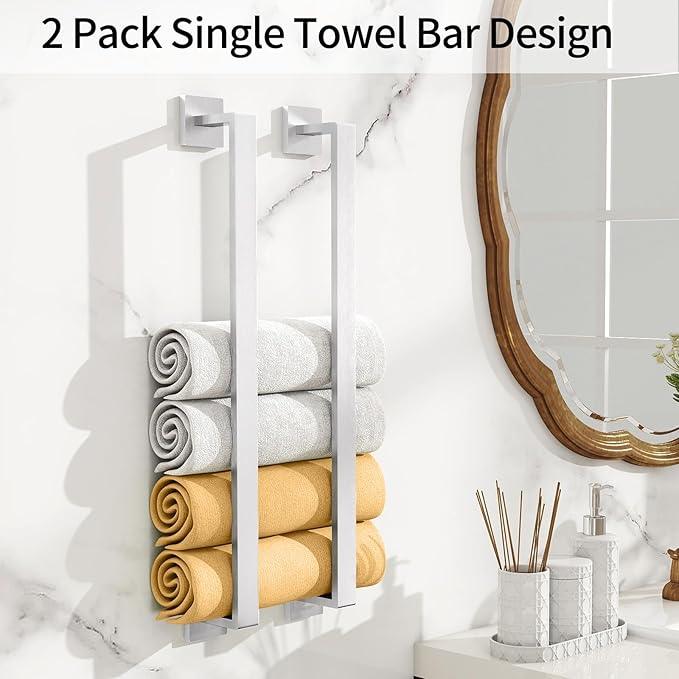 Bathroom Towel Bar, 24 Inch Towel Racks for Bathroom Wall Mounted, Stainless Steel Towel Rail Hanger for Wall, Nickel Towel Holder for Wall, Kitchen(2 Pack) - ModernBath
