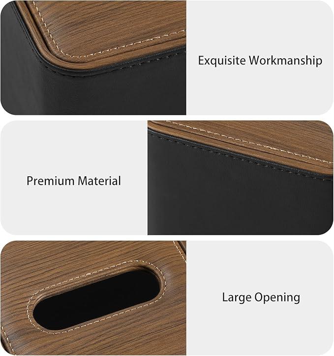 Cretkhp Tissue Box Cover Square, Modern PU Leather Tissue Holder with Magnetic Closure for Bathroom NightStands, Decorative Square Tissue Box Holder (Black) - ModernBath