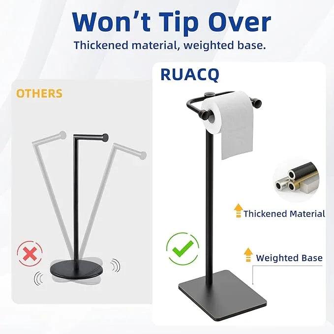 RUACQ Toilet Paper Holder Stand, Bathroom Toilet Paper Roll Holder Free Standing, Toilet Tissue Holder Stand with Post Pivoting Design, Stable Weighted Base, SUS304 Stainless Steel (Oil Rubbed Bronze) - ModernBath